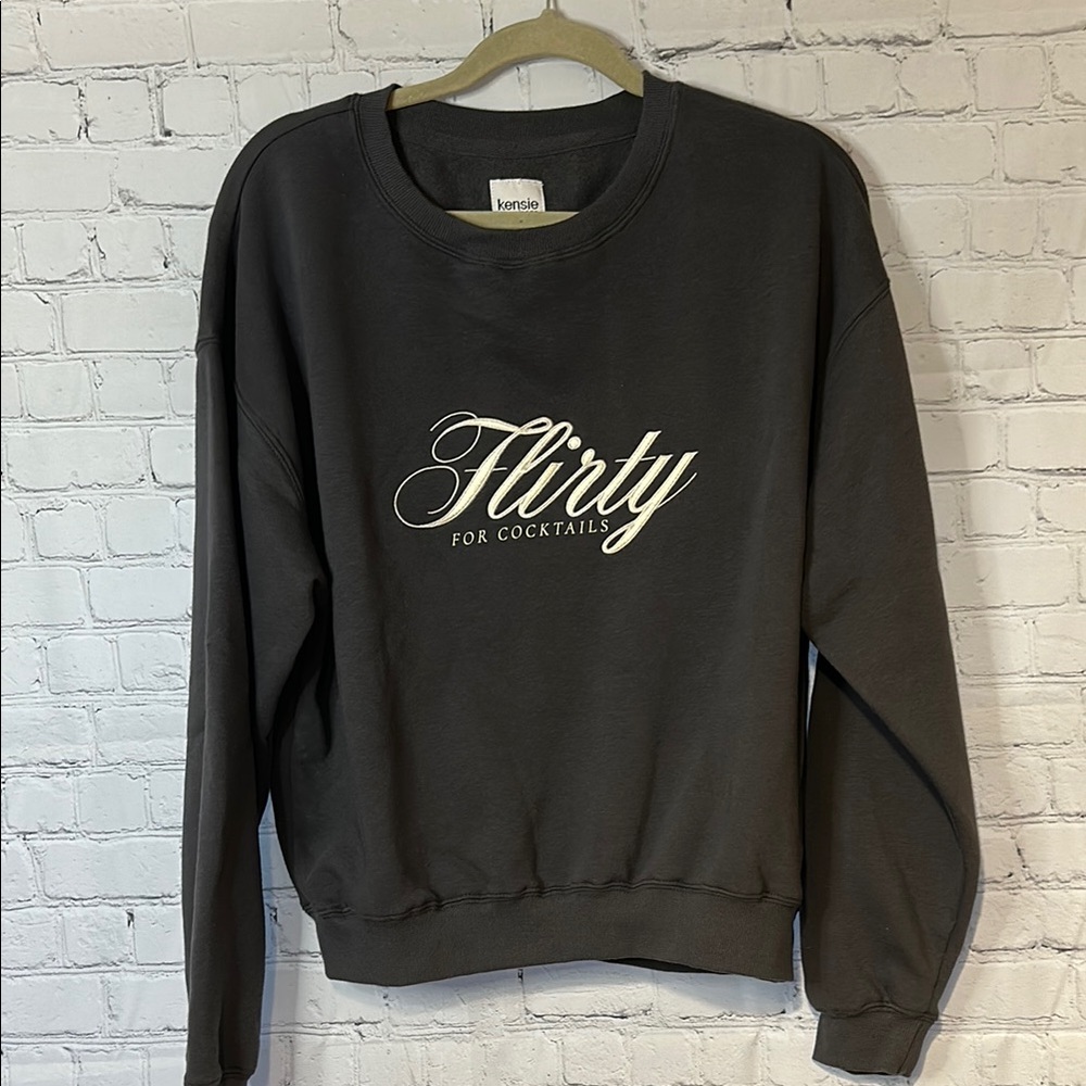 Kensie Dark Gray Graphic Sweatshirt